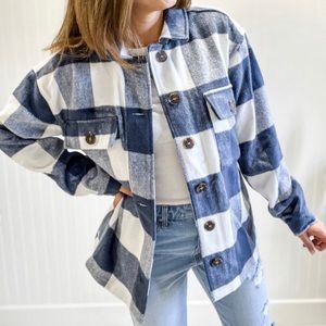 Blue + White Plaid Shacket